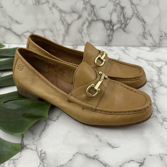 Born Womens Penny Loafer Flats Size 9 Brown Leather Horse Bit Trim Slip On - Picture 1 of 9